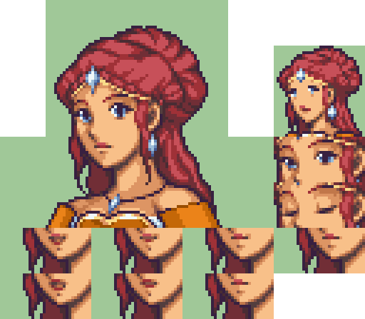 Character portrait Tiles for a Fire Emblem ROM Hack