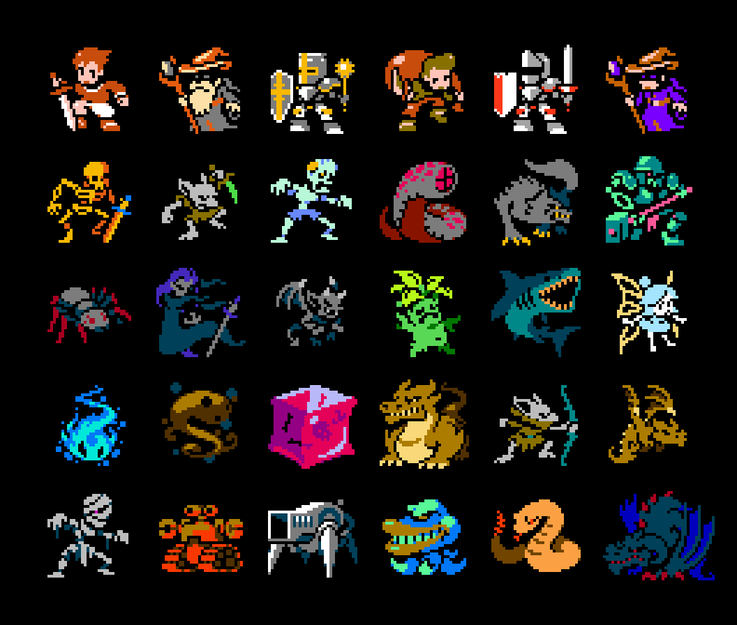 An alternative set of NES style JRPG enemies